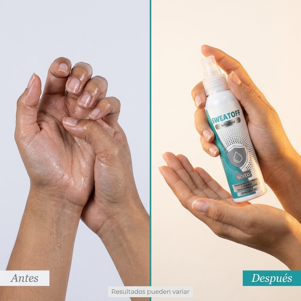 Antes y despues manos — SweatOff control de sudoracion
