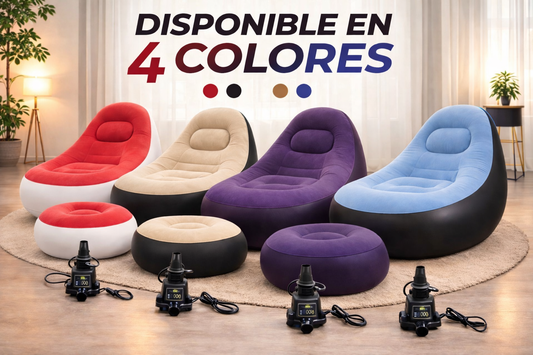 COMBO 3 EN 1 SOFA INFLABLE + SILLON INFLABLE + INFLADOR AUTOMATICO