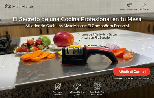 SUPERCOMBO DE COCINA: TABLA DE PICAR DE ACERO + AFILADOR DE CUCHILLOS