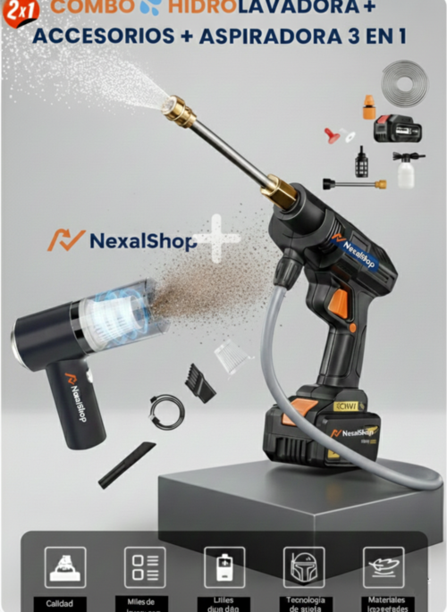 Combo Hidrolavadora+Aspiradora Portatil