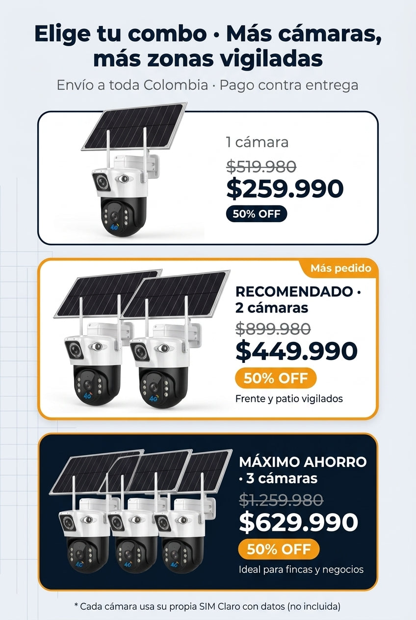 Elige tu combo: 1, 2 o 3 cámaras