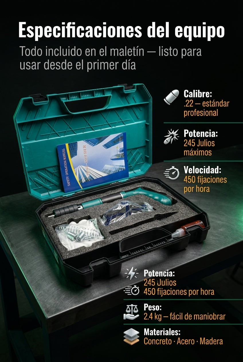 Pistola Fijadora a Concreto Calibre .22 — Ficha técnica