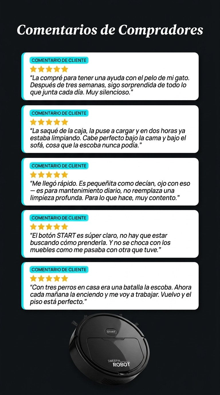 Mini Aspiradora Robot Inteligente — Testimonios