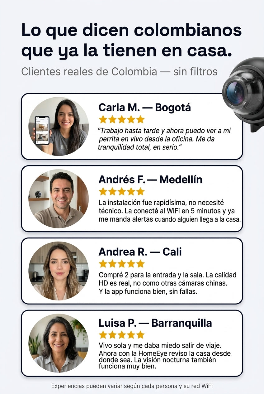 Testimonios reales de colombianos con HomeEye