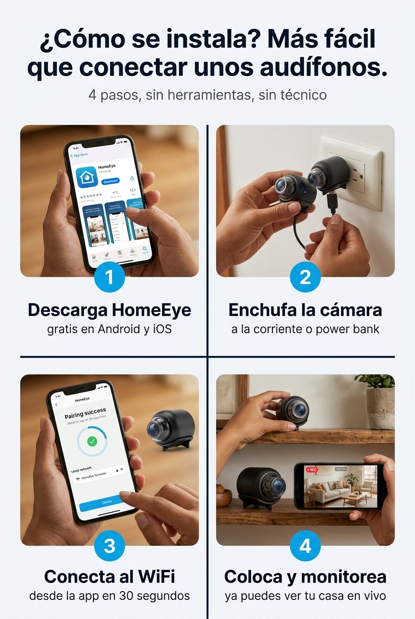 Como se instala en 4 pasos con la app HomeEye