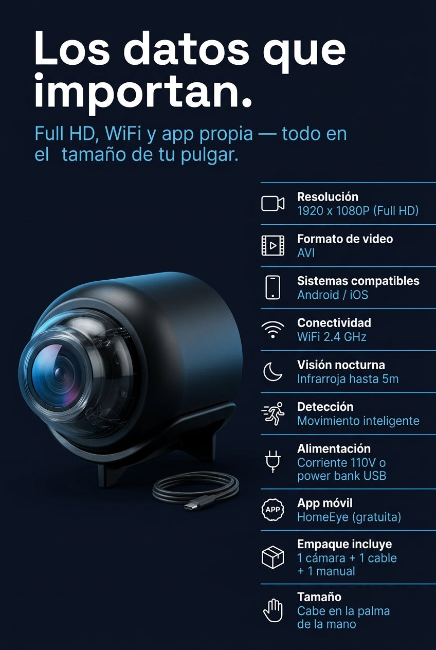 Ficha tecnica visual - 1080p WiFi vision nocturna