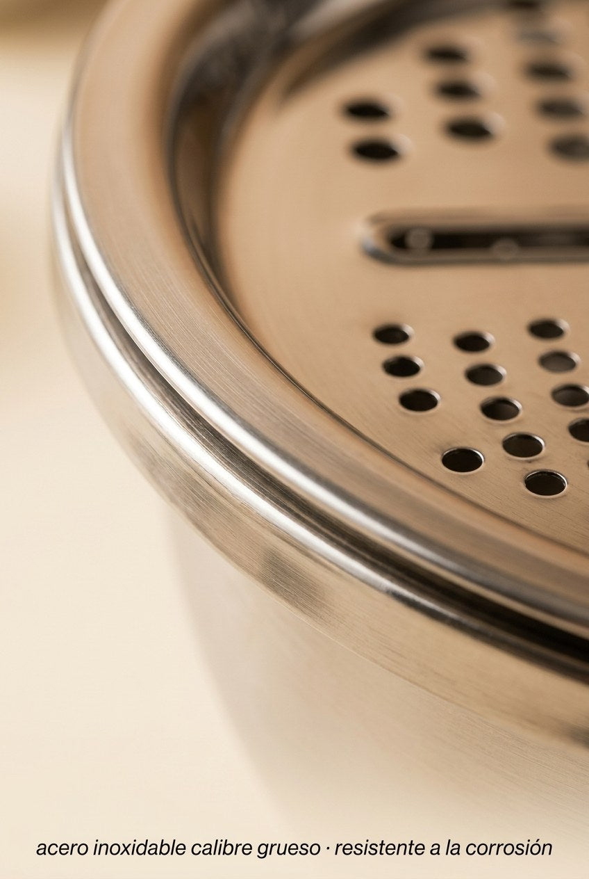 Set de Bowl con Rayador y Drenaje — Detalle Macro