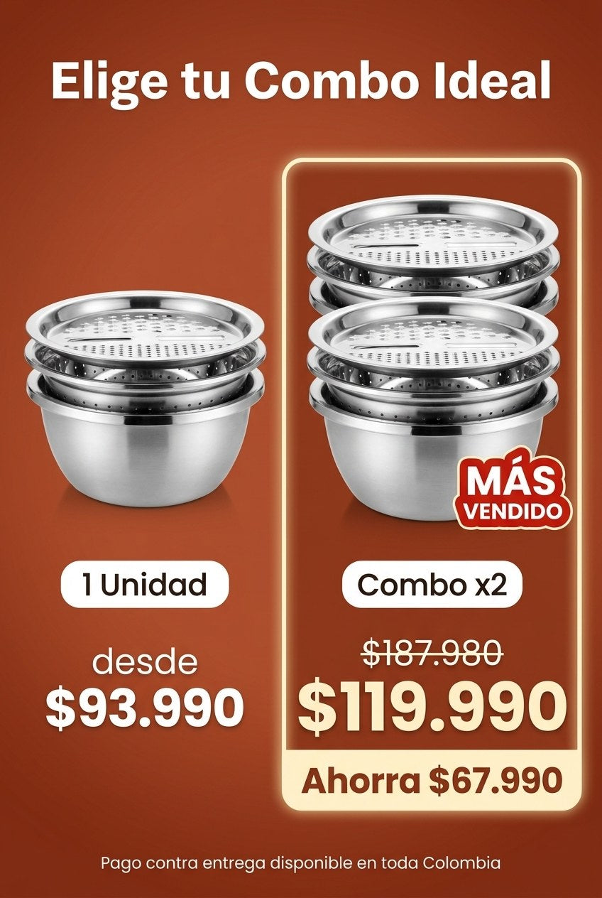 Set de Bowl con Rayador y Drenaje — Oferta Combo