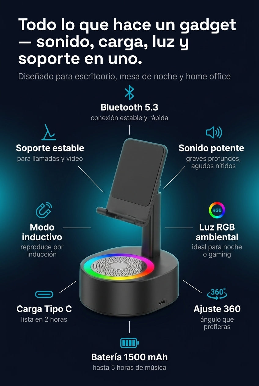 8 beneficios: Bluetooth 5.3 RGB carga rapida 360 grados