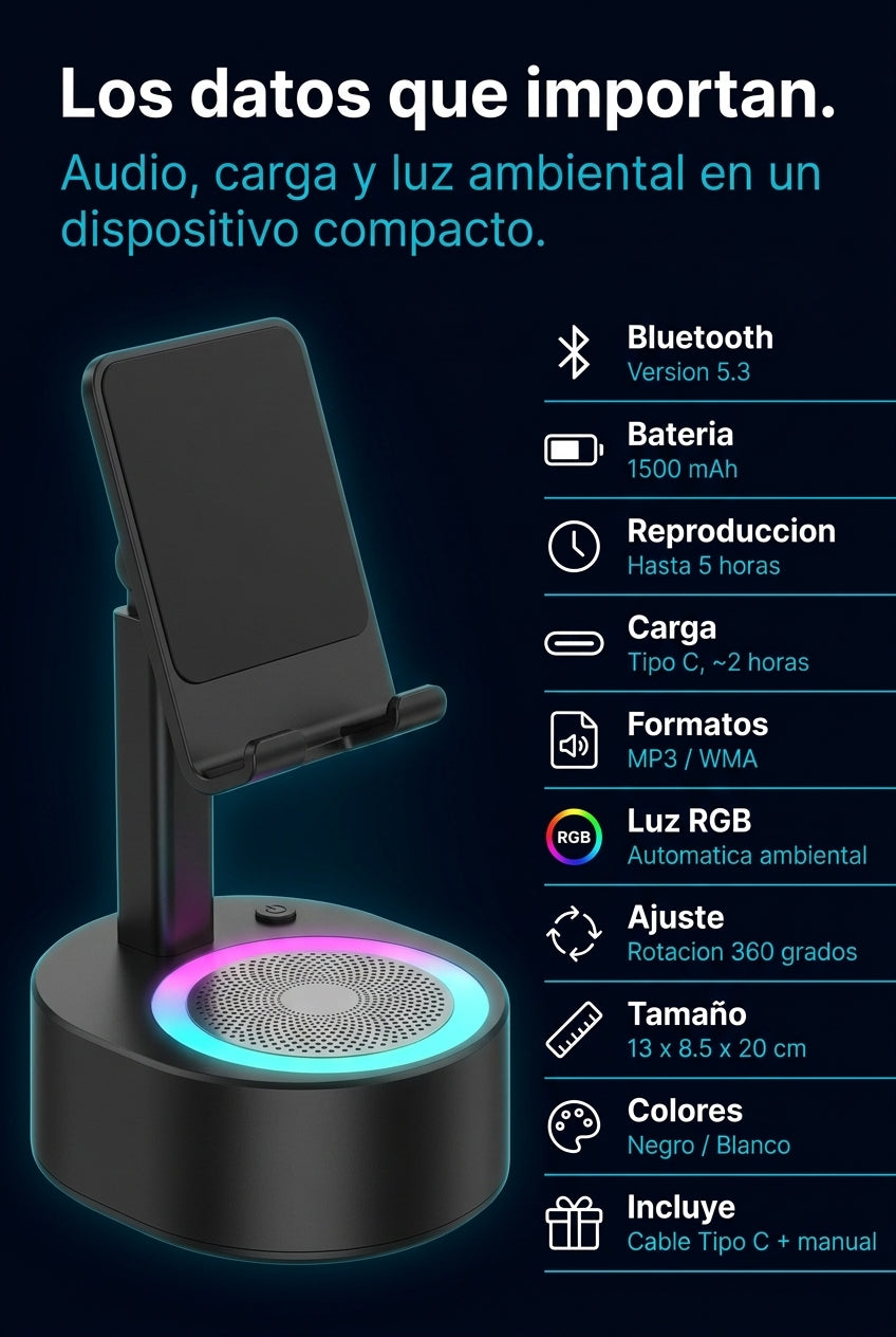 Ficha tecnica - Bluetooth 5.3 1500mAh 5h Type-C 360