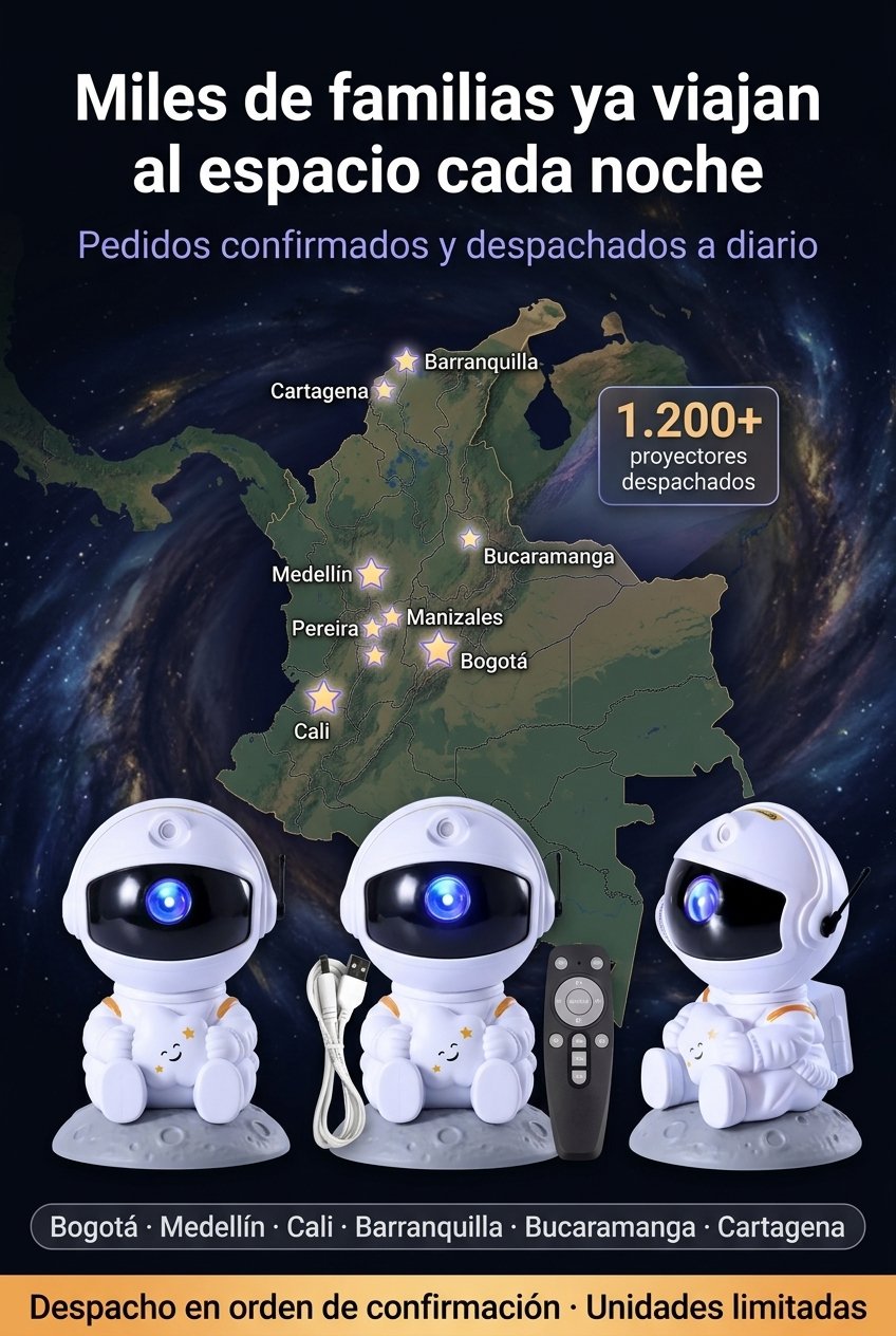 Alta rotación pedidos AstroGlow — 1.200+ despachos en Colombia. Bogotá, Medellín, Cali, Barranquilla.
