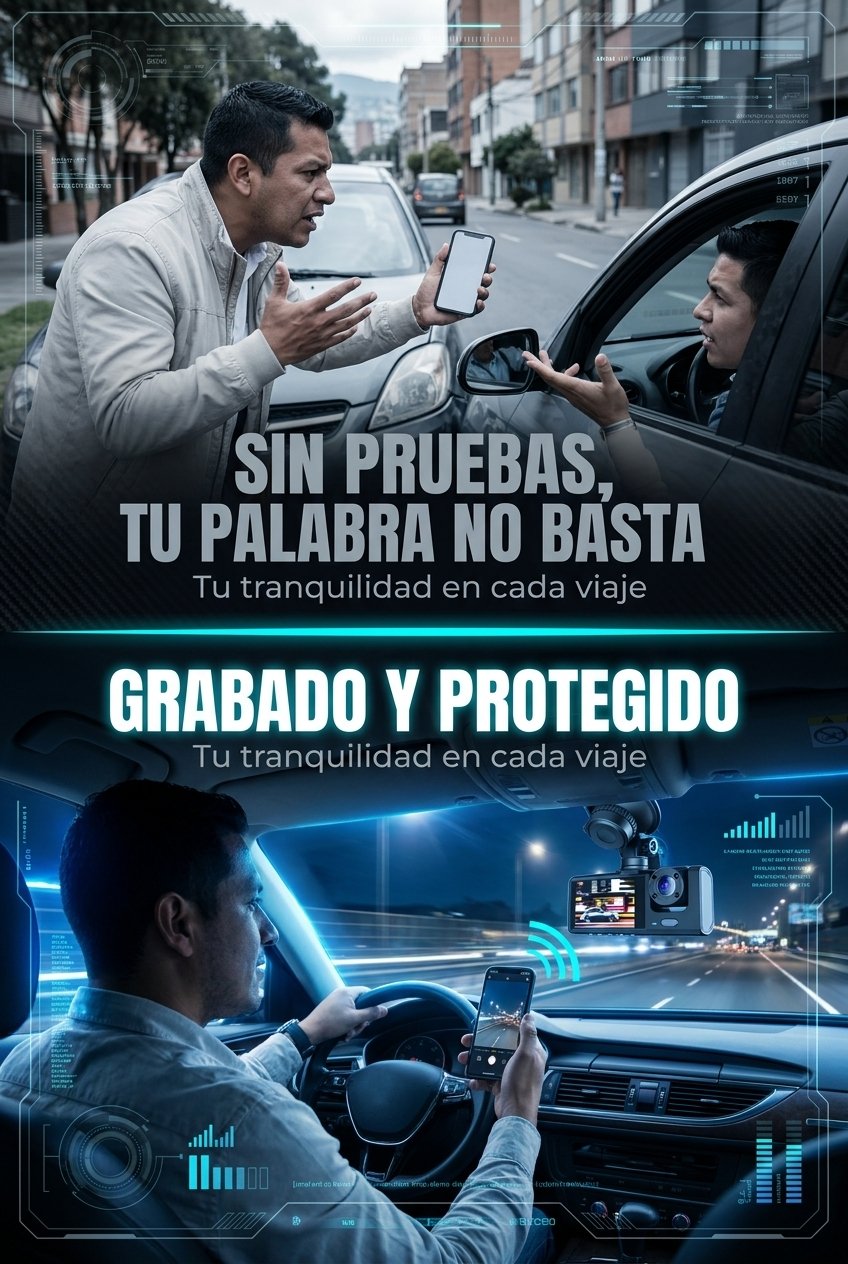 Antes y despues — sin pruebas tu palabra no basta vs grabado y protegido con la camara 3 lentes.