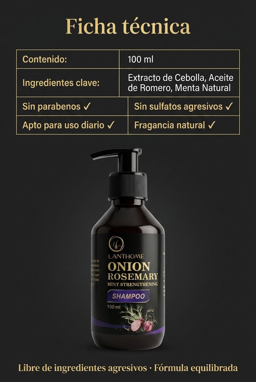 Ficha técnica Follix Shampoo — 100 ml, ingredientes clave, libre de parabenos.