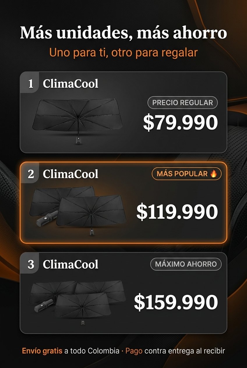Combos ClimaCool — 1 unidad $79.990 · 2 unidades $119.990 · 3 unidades $159.990.