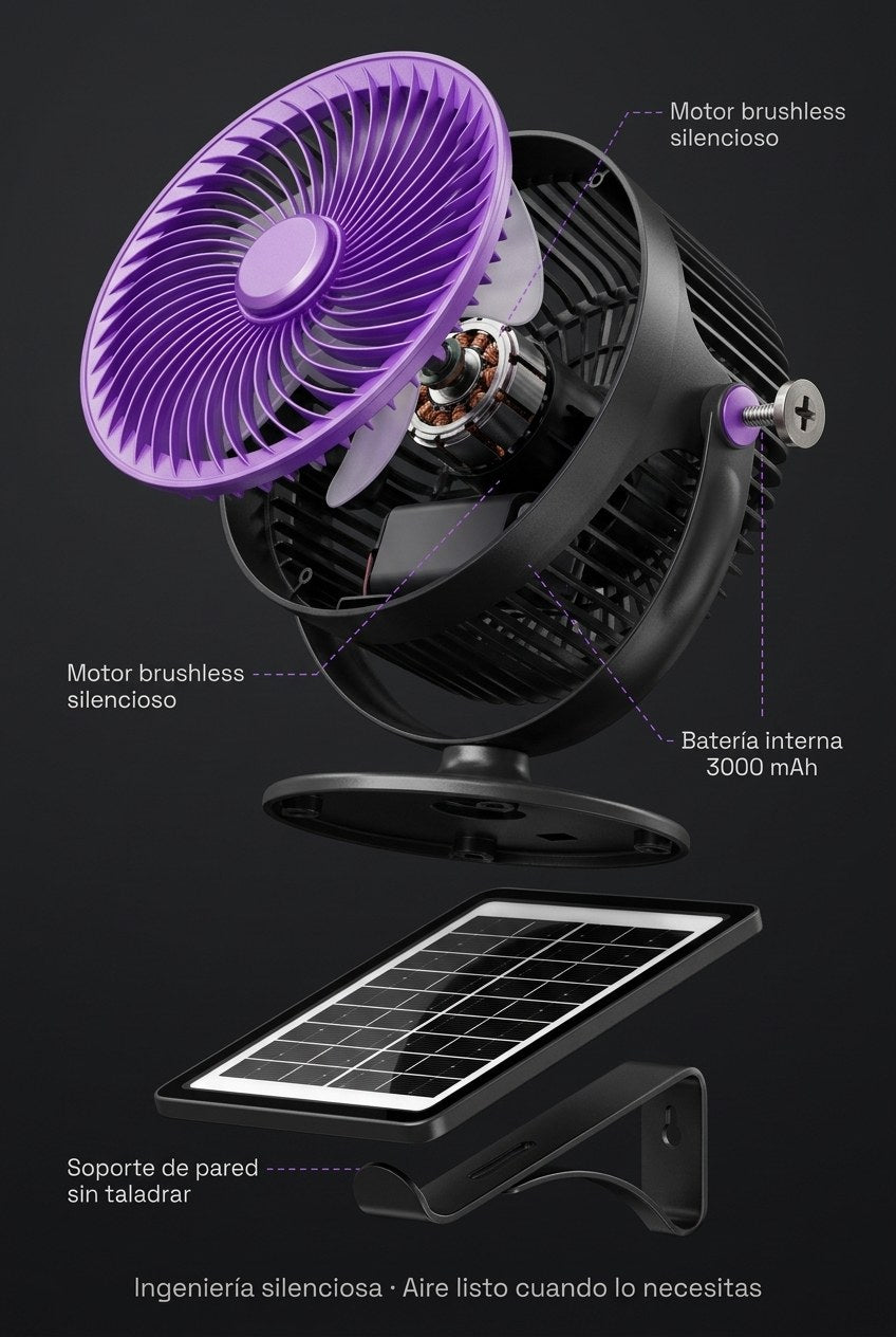 Ventilador Solar Portatil Recargable 5 Velocidades — Autoridad