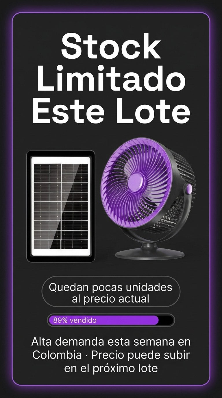 Ventilador Solar Portatil Recargable 5 Velocidades — Rotacion