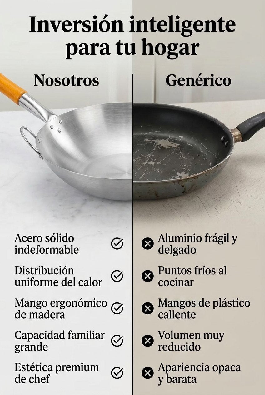 Wok de acero vs sartén genérico