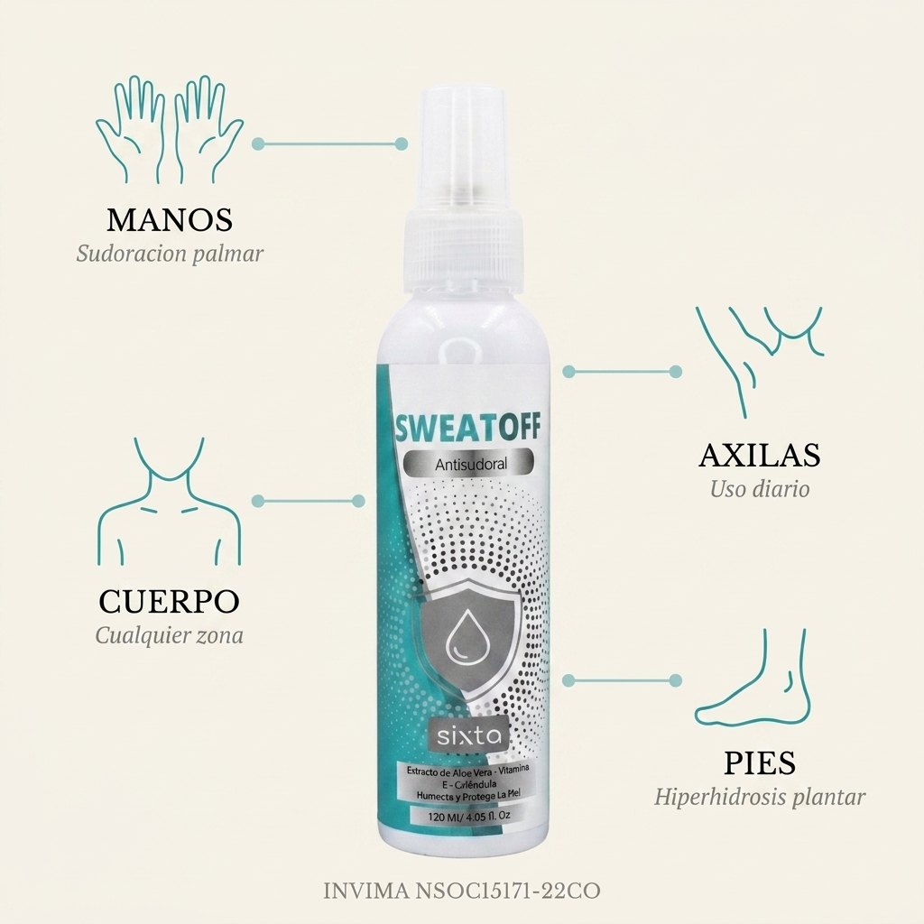 Zonas de uso SweatOff — callout diagram